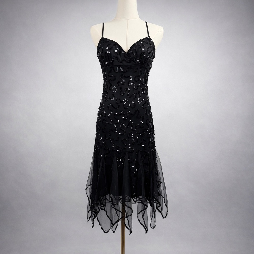 Vintage Y2K Betsey Johnson Sequin Tulle Dress Dark Fairy‎ Romantic Goth Sz 4